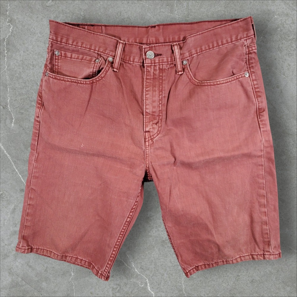 Levi's 508 Regular Taper Shorts Mens 34 Red Faded Denim Cotton Casual Preppy